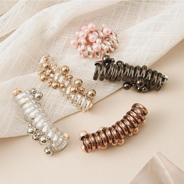 No-Snag Spiral Pearl Hair Coils – 5 Color Set