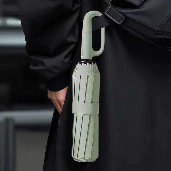 Windproof Folding Umbrella with Ring Buckle Handle