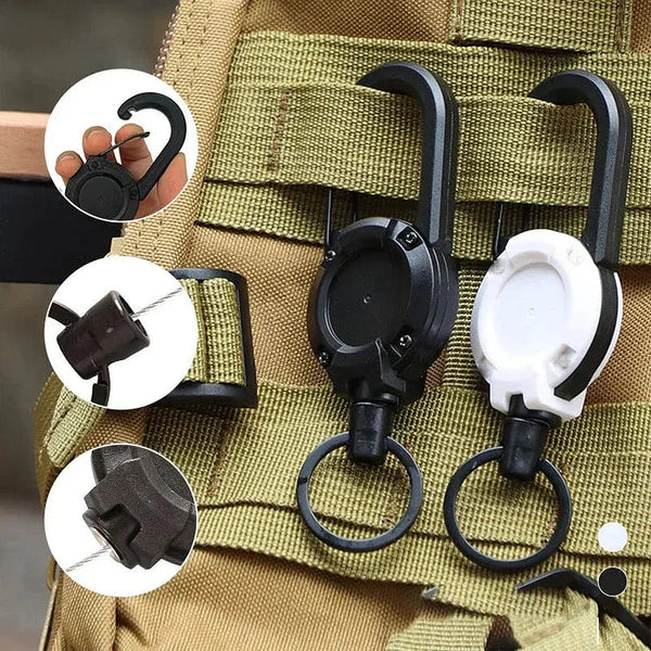 Heavy-Duty Tactical Retractable Keychain – Multi-Use Outdoor Carabiner Tool