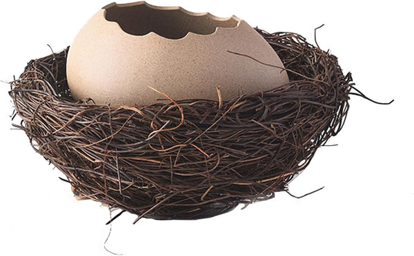 Eggshell Ceramic Bowl with Rattan Nest