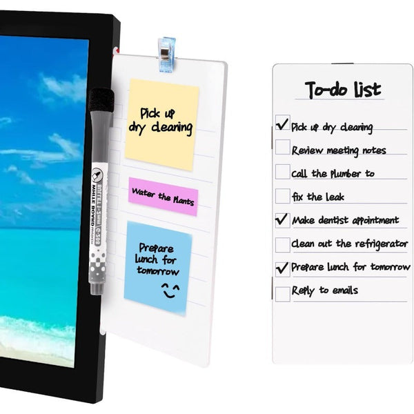 Magnetic Side Whiteboard for Monitors – Clip-On Dry-Erase & Note Holder